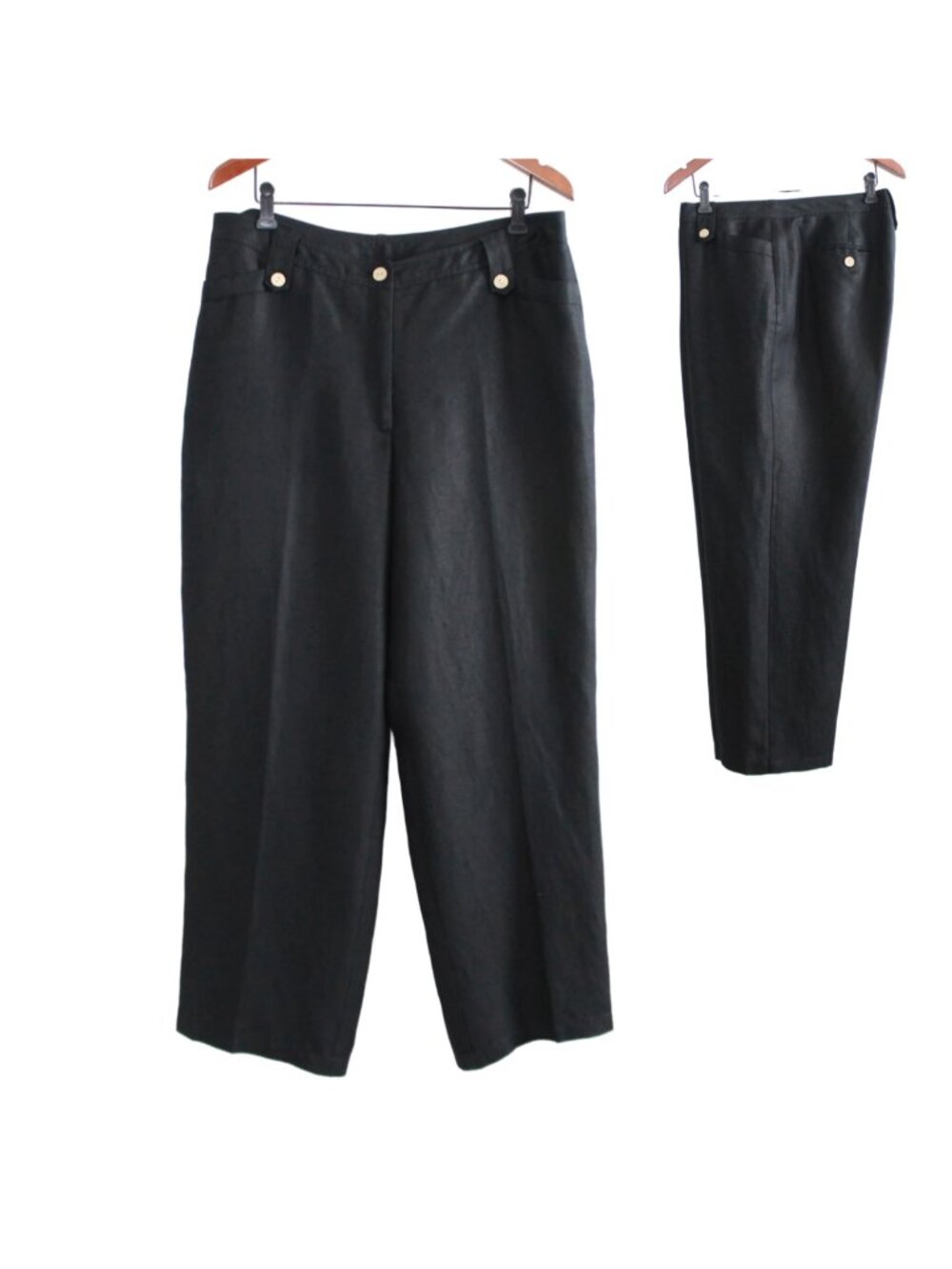 Conrad C Linen-blend Straight Leg High-rise Trousers, Petite